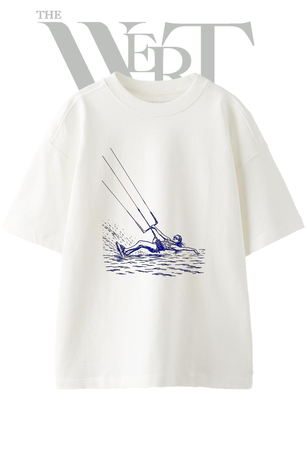 THEWERT Kitesurf Design Printed Unisex White Oversize T-Shirt