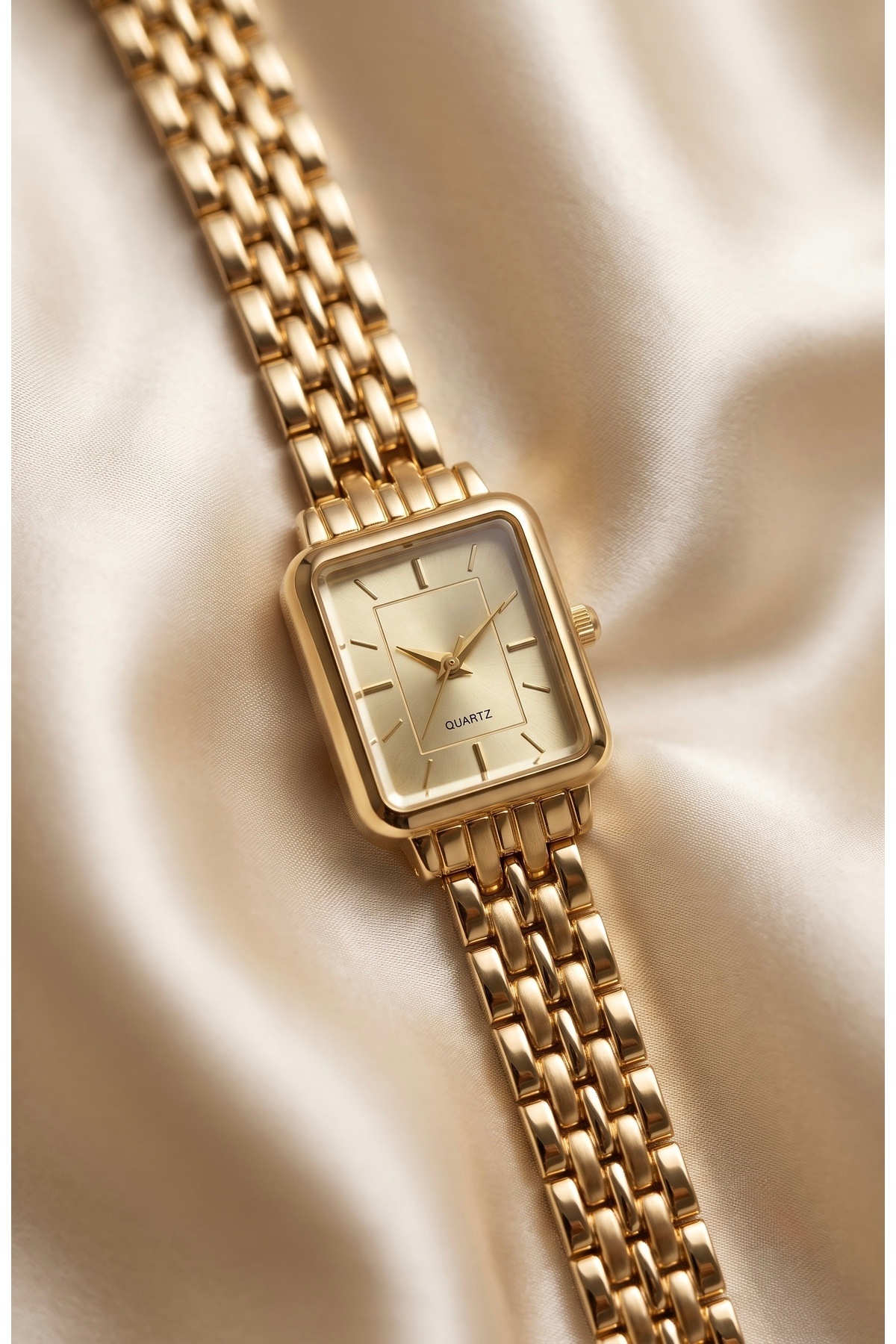 KLISHE Vintage Kadın Saat Gold Renk Dikdörtgen Kasa Çelik Saat Old Money Zarif Lüks Kadın Kol Saati | Premium Çelik Kordon | Limited Edition 2026 görsel 7