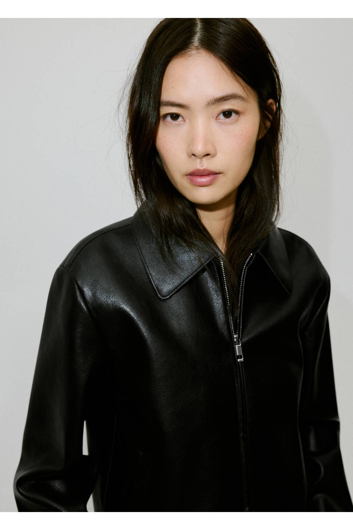 Faux leather zip jacket