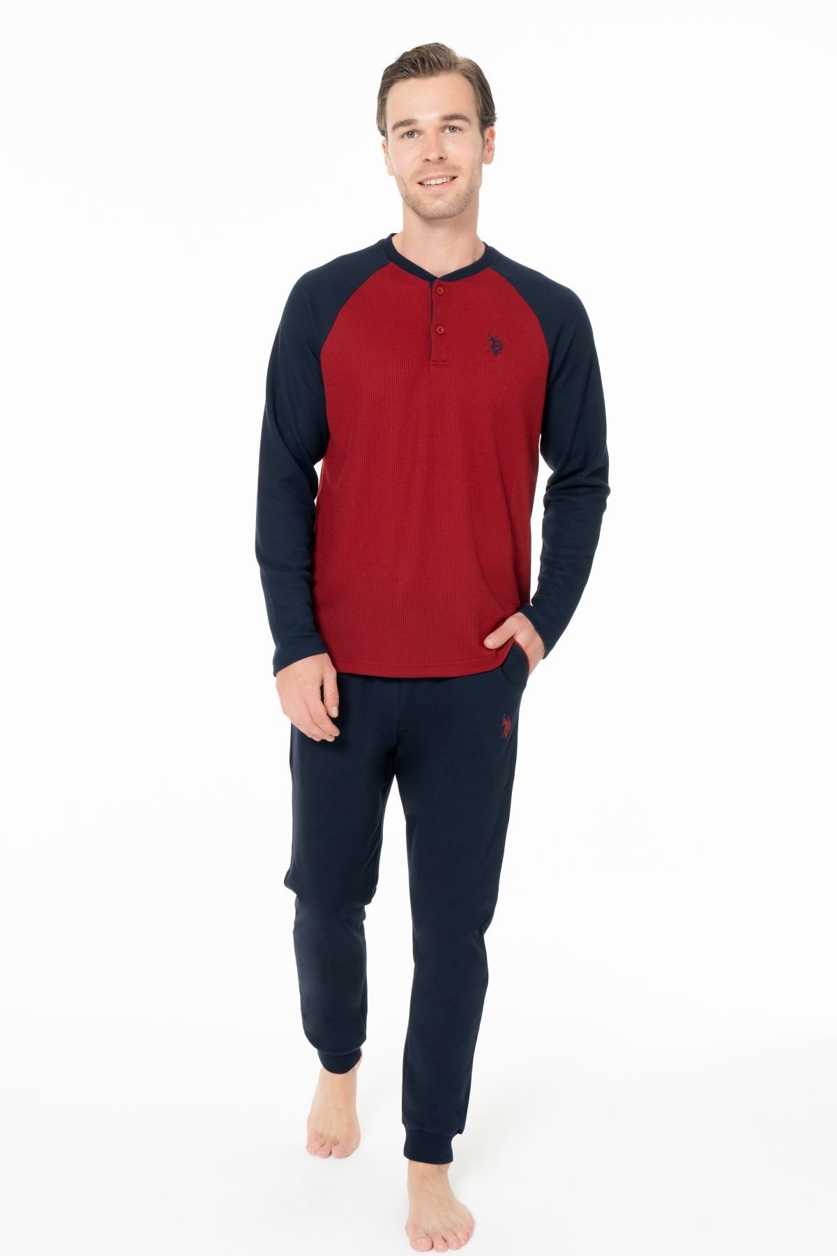 ست پیژامه مردانه زرشکی و سرمهای U.S. Polo Assn. مدل 50318618-VR011 — 5
