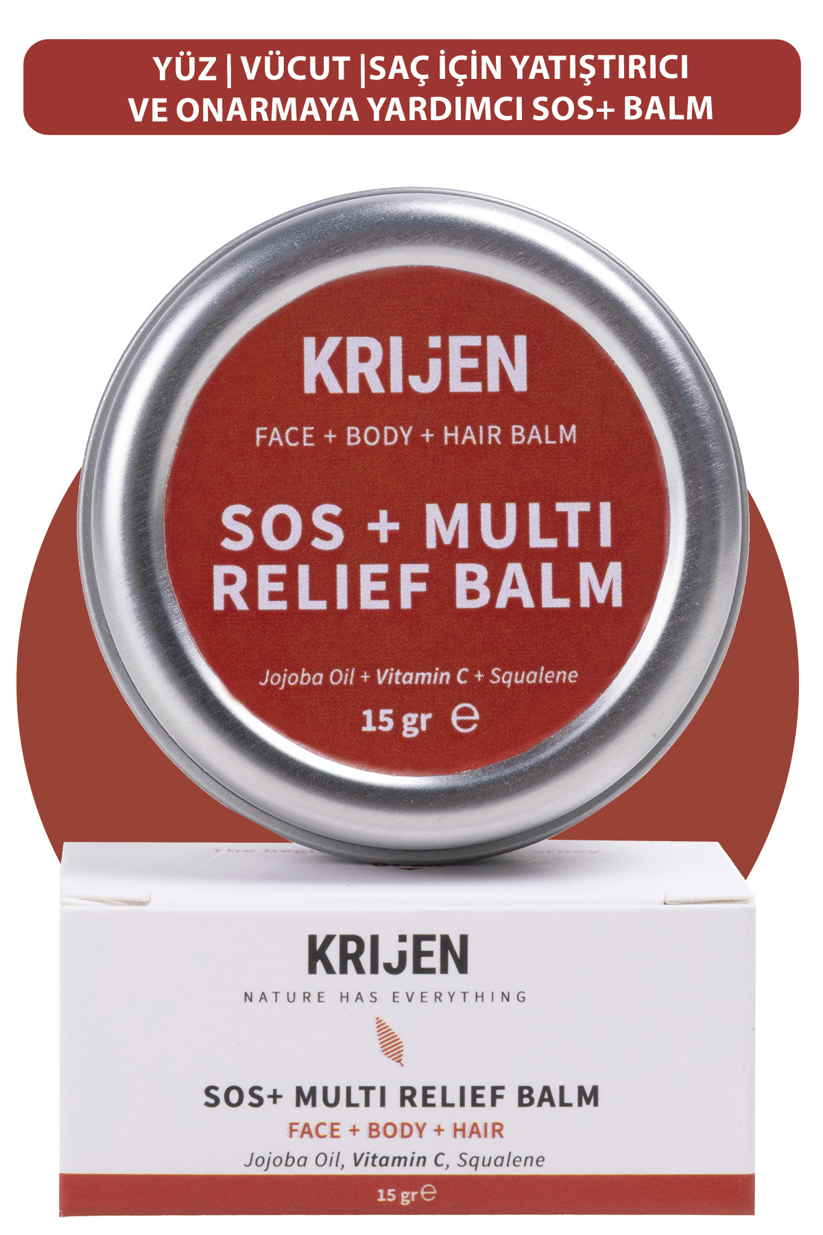 Krijen %100 Doğal Yatıştırıcı | SOS+ Çok Amaçlı Bakım Balmı 15 Gr | Çocuklar & Tüm Aile İçin Doğal ve Anlık Yatıştırıcı Krem — SOSBalm
