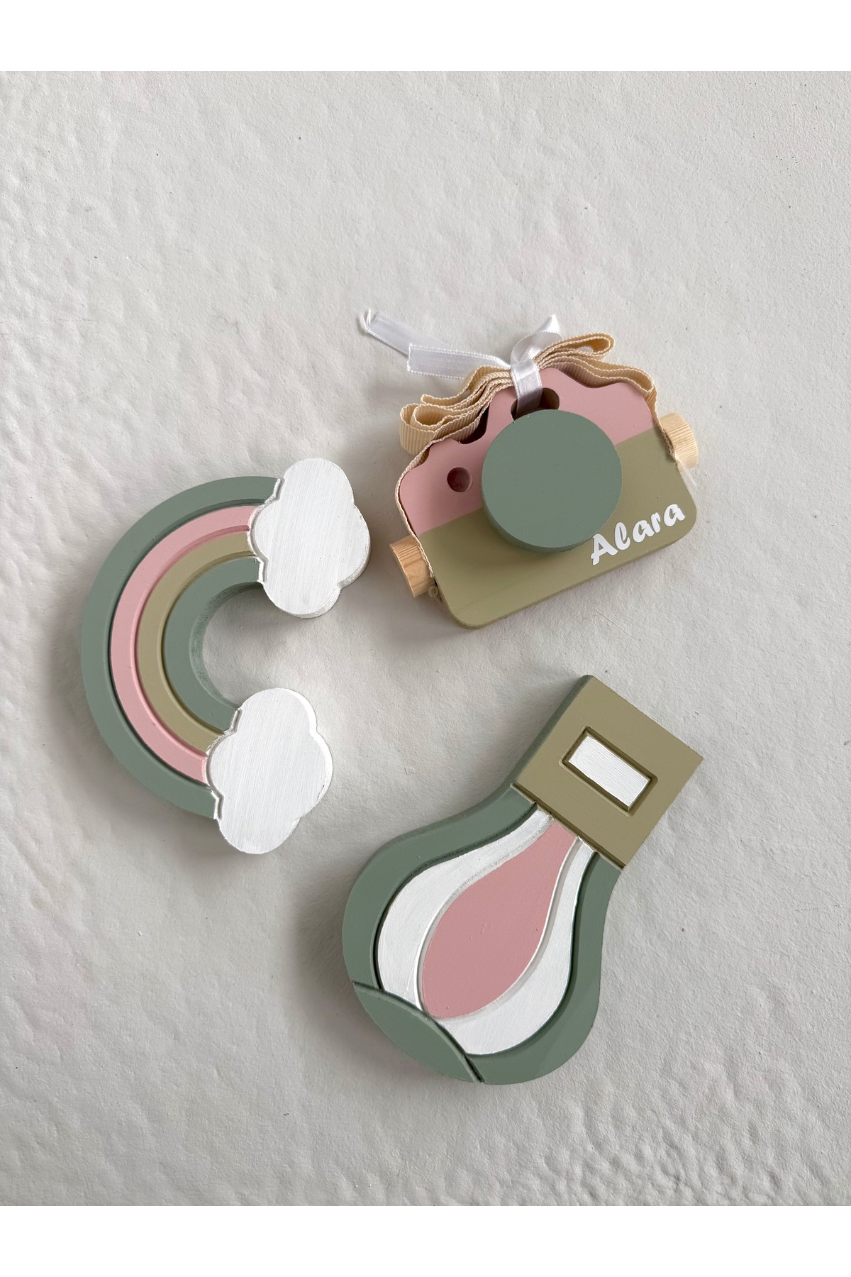 3 objeli set pembe adaçayı set