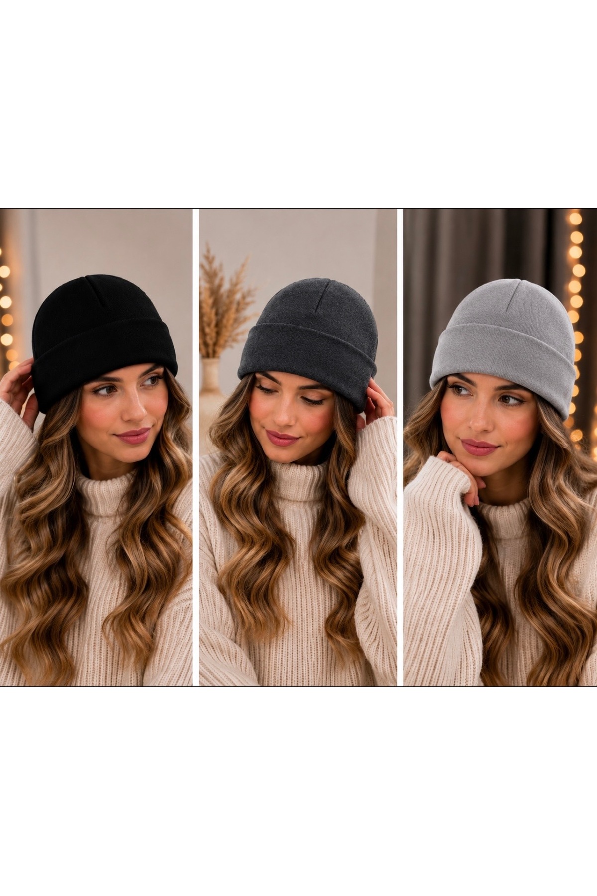 KAR-KIŞ ACCESSORIES UNISEX Siyah- Antrasit- Açık gri LUX 3’LÜBERE SET görsel 3