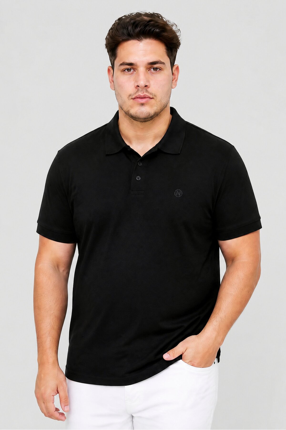 Nautica Men Classic Fit Brand Logo Short Sleeve Polo Shirt, Black