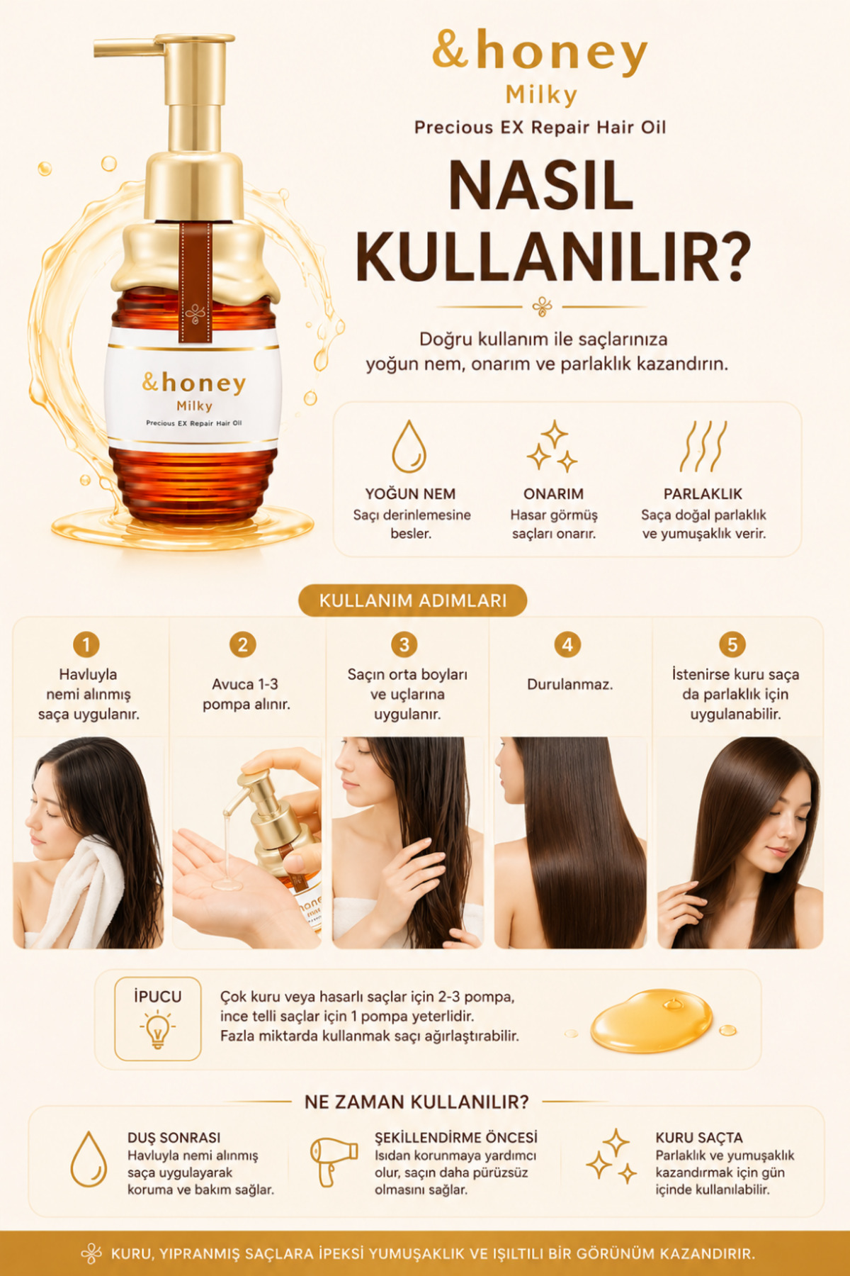 Milky Precious EX Repair Hair Oil 3.0 Saç Bakım Yağı 105 ml | Yoğun Nemlendirici ve Onarıcı — milkyoil — تصویر 4 از 5