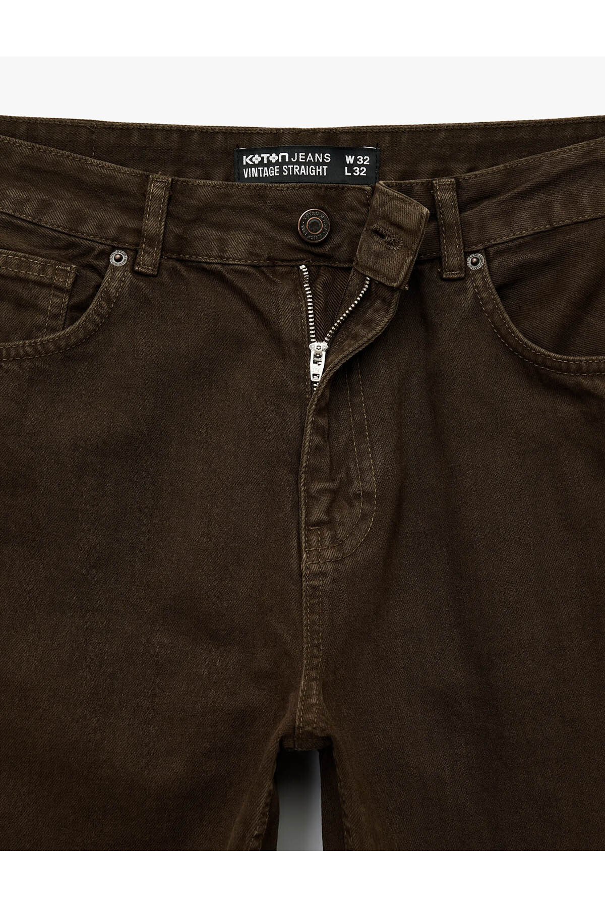 Koton Pamuklu Normal Bel Cepli Vintage Straight Fit Jean Pantolon görsel 7