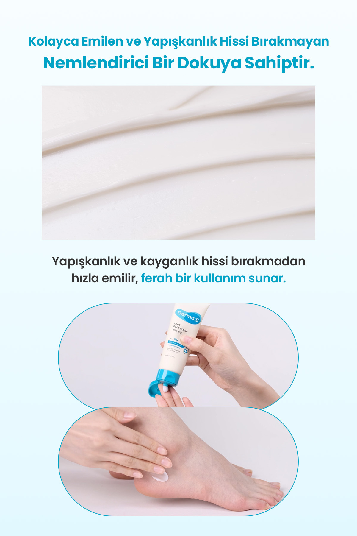 Kuru ve Çatlamış Topuklar İçin, Peeling Etkili Nemlendirici Ayak Kremi DERMA:B Urea Foot Cream — 9811 — تصویر 7 از 9