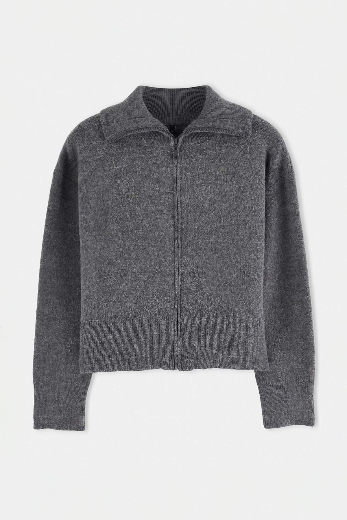 Trendyolmilla Wardrobe Essentials Antrasit Yumuşak Dokulu Geniş Kalıp Triko Hırka TWOAW26HI00092