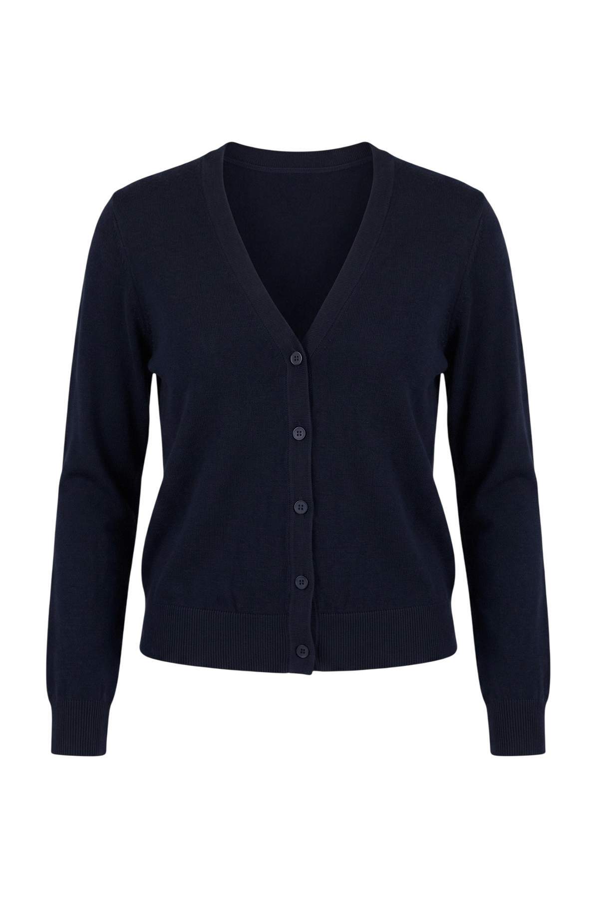 Trendyolmilla Lacivert Yünlü V Yaka Vatkalı Oversize Triko Hırka TWOAW27HI00144