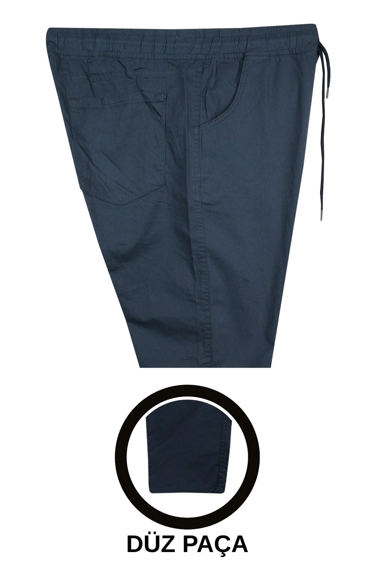 marufshop Boru Paçalı Erkek Büyük Beden 118 Kilo-156 Kilo Arası Için Uygun Bağcıklı Gabardin Pantolon Indigo görsel 2