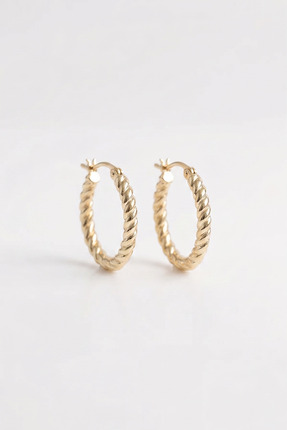 Sirenith 14K Gold Renk Kaplama Burgu Halka CM Kadın Küpe