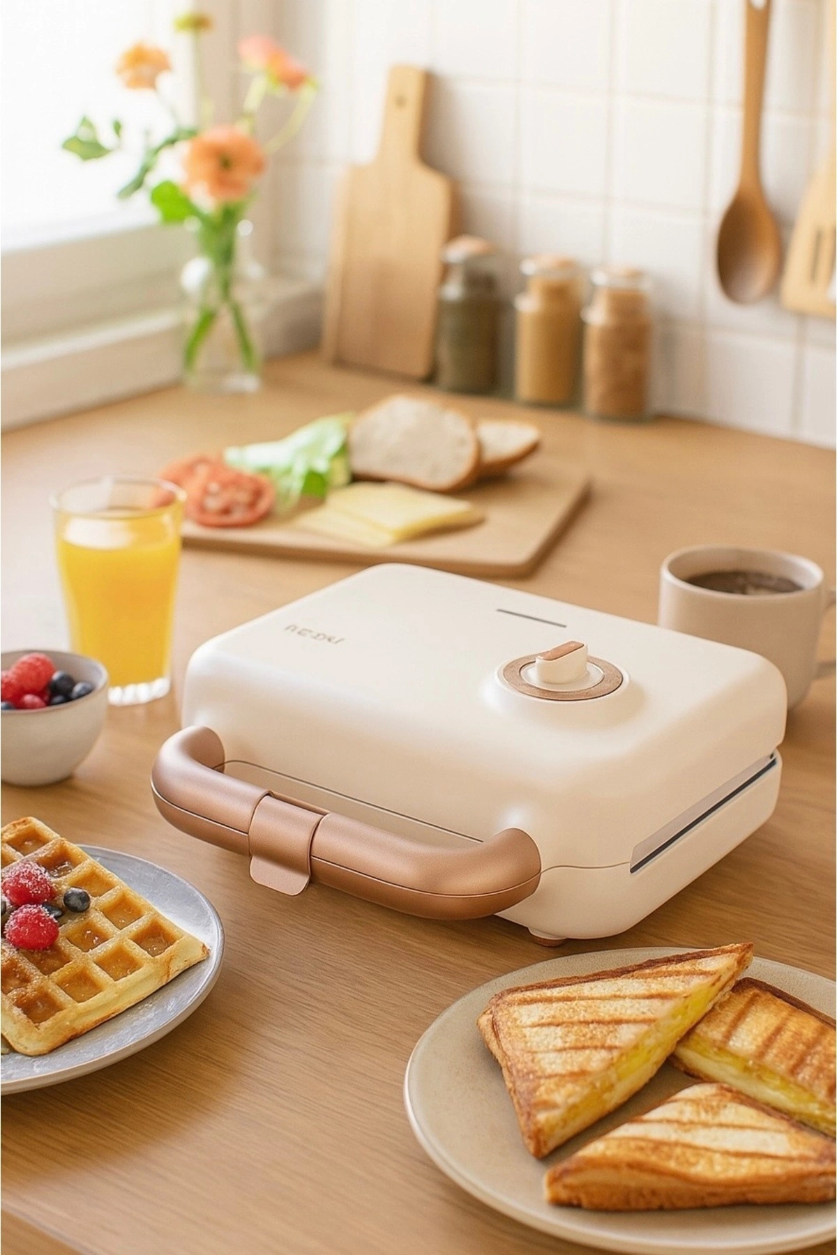 Toaster and Waffle Maker | Removable Non-Stick Plate | 3 Separate Plates |