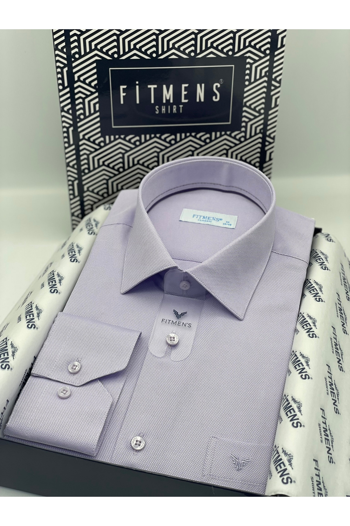 Classic Long Sleeve Oxford Easy Iron Men's Shirt with Gift Box FS-001254-Lilac