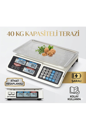 SUPER JVS 40 Kg Şarjlı Dijital Hassas Market Manav Kasap Pazarcı Terazisi En ...