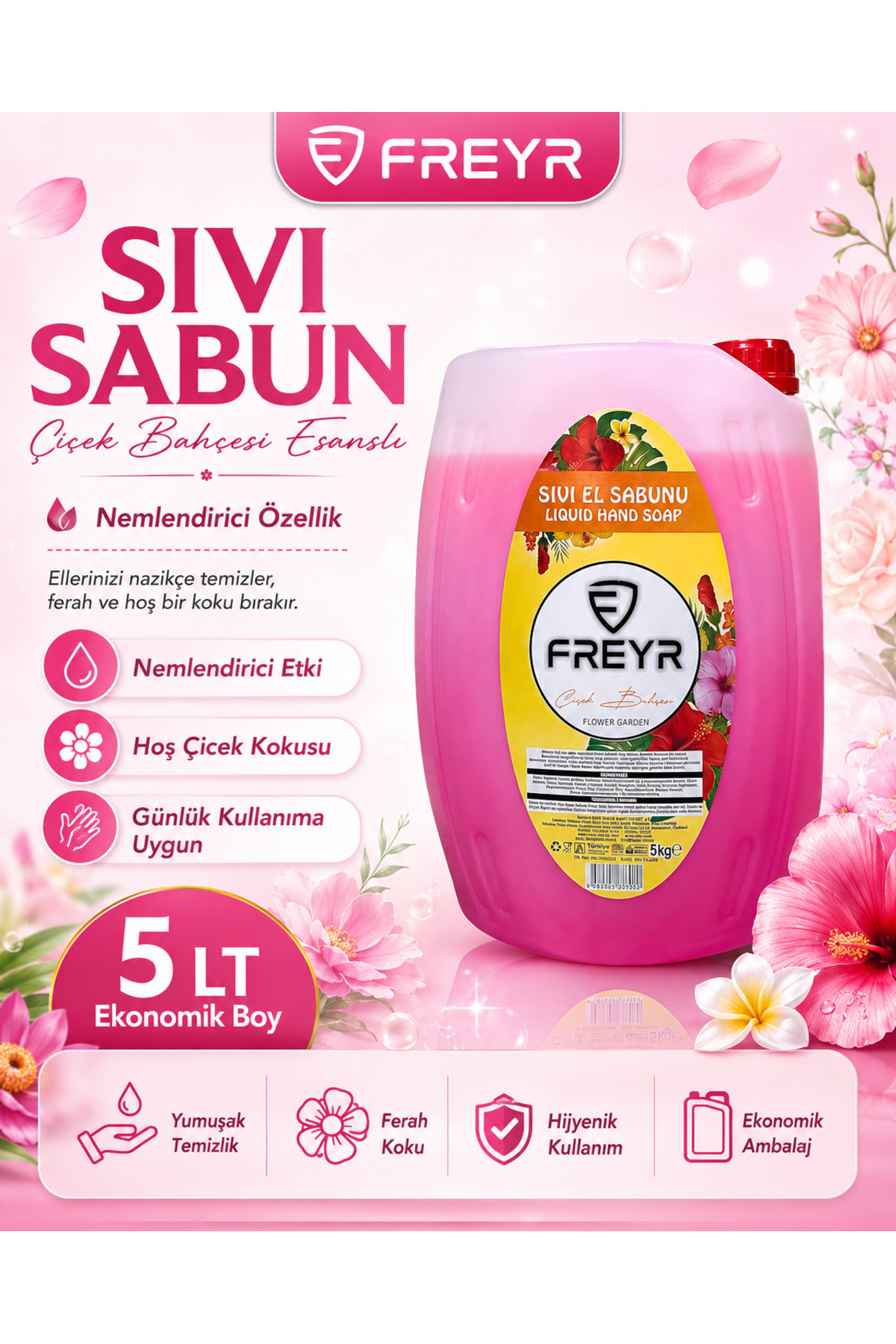 FREYR Sıvı El Sabunu 5 Kg Nemlendiricili-ekstra Çiçek Bahçesi Parfümlü - Fiyatı, Yorumları