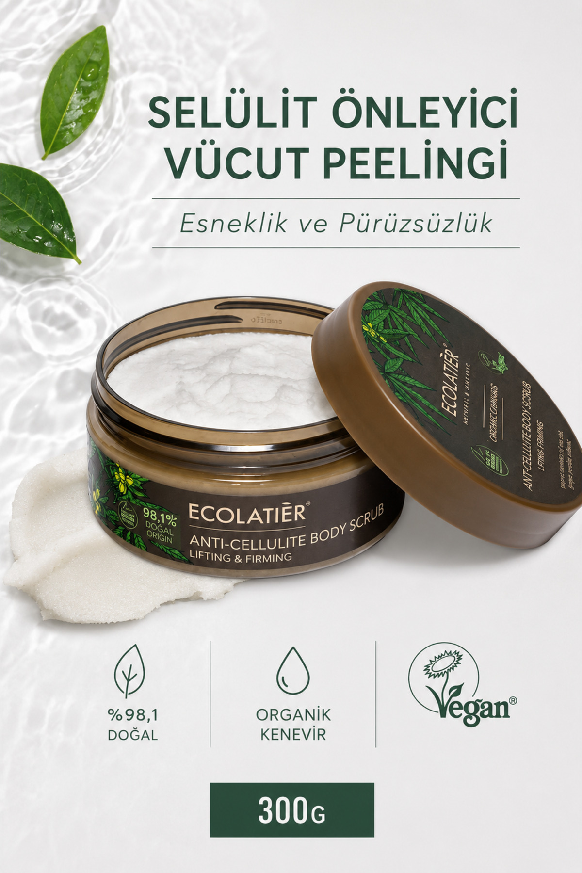 ECOLATIER Selülit Karşıtı Vücut Peelingi Organik Kenevir Yağlı Sıkılaştırıcı 300 g — TYC3GJJCSN171103347487541