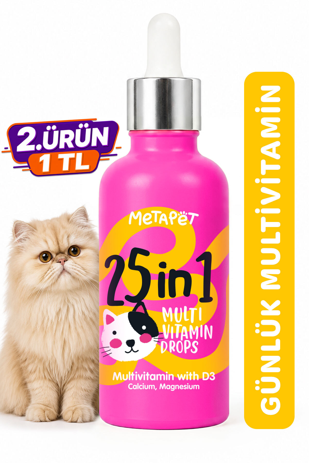 Metapet Kediler Için Premium Multi Vitamin Damla, Doğal Ve Organik Içerikli Kedi Vitamini, 50 ml - Fiyatı, Yorumları