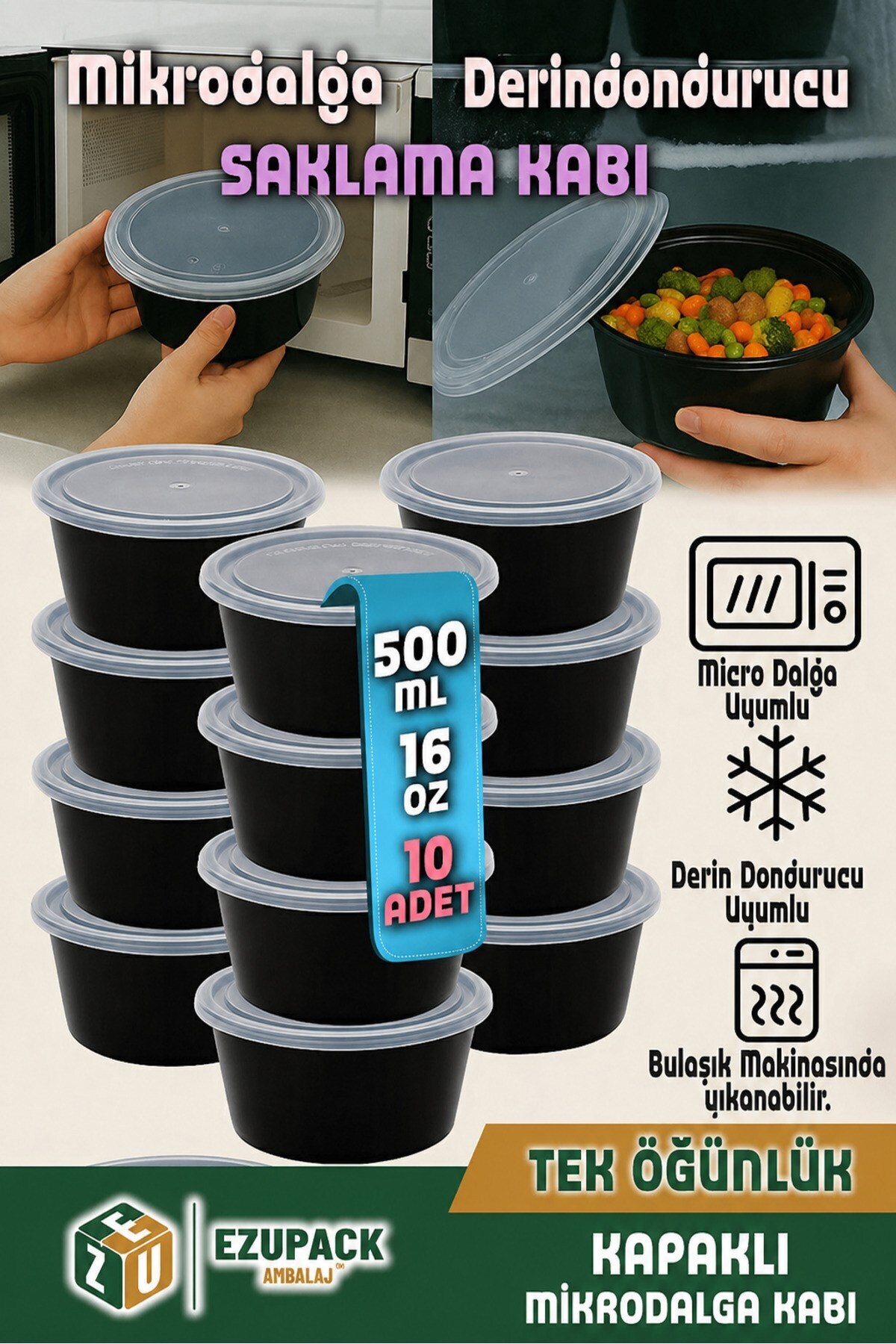 12-Piece Round Microwave and Diffuser Storage Container Set Ice Cube Plastic Container Deep Freezer 500ml