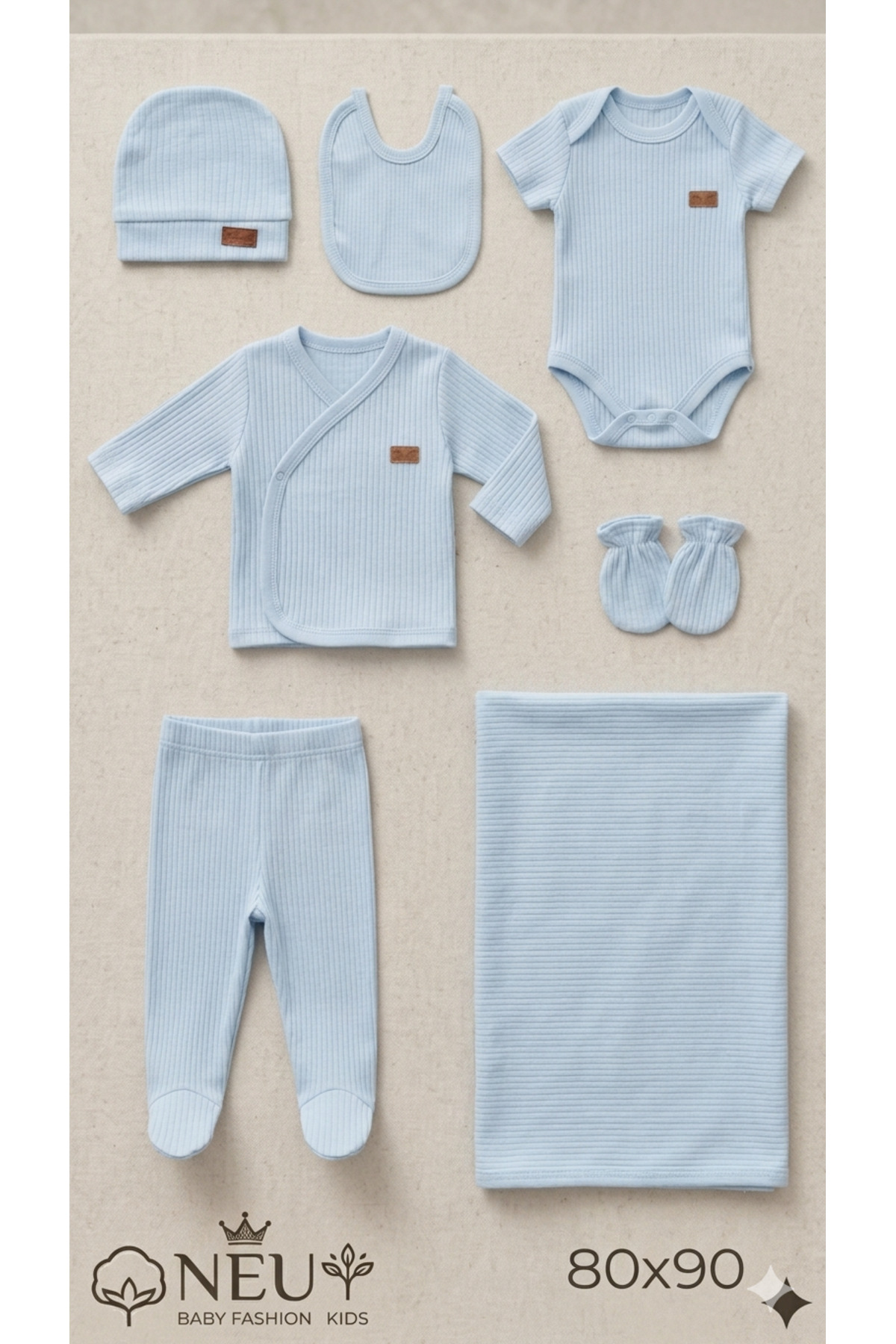 NEU KIDS NEU KİDS- 7'Lİ BEBEK HASTANE ÇIKIŞI YENİDOĞAN PAMULU SET