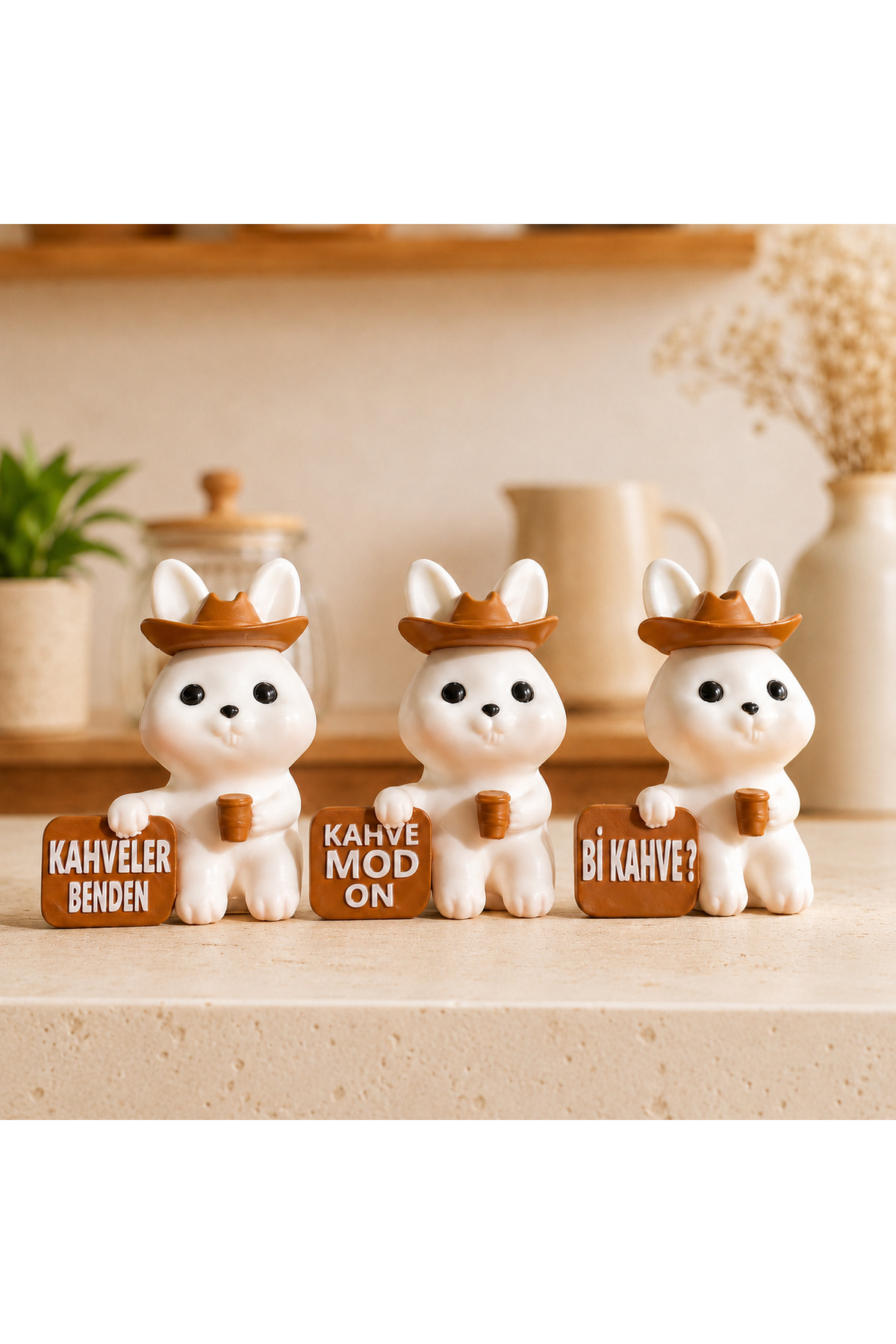 Decorative Rabbit Bi Coffee Set – Modern Minimal Home Accessory Gift Object Table Top Decorative Ornament