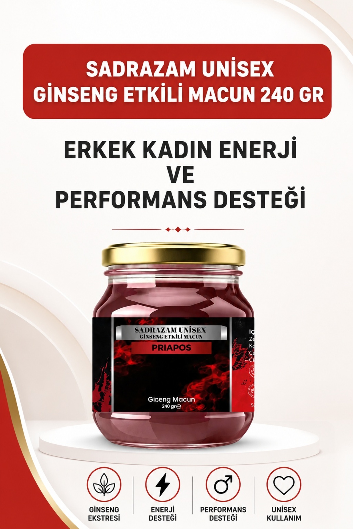 Kırkağa Sadrazam Unisex Ginseng Etkili Macun 240 Gr- Erkek Kadın Enerji Ve Performans Testeron Des — ka132132