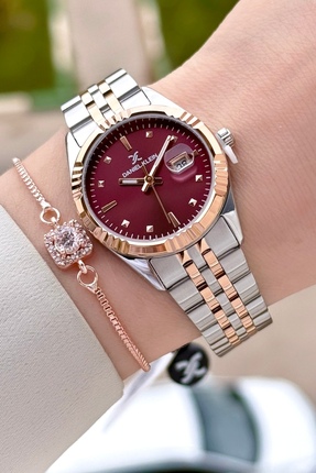 Daniel Klein Kadranı Bordo Kordonu Rose Gümüş Renk 30 Mm Hediye Paketli Kadın...