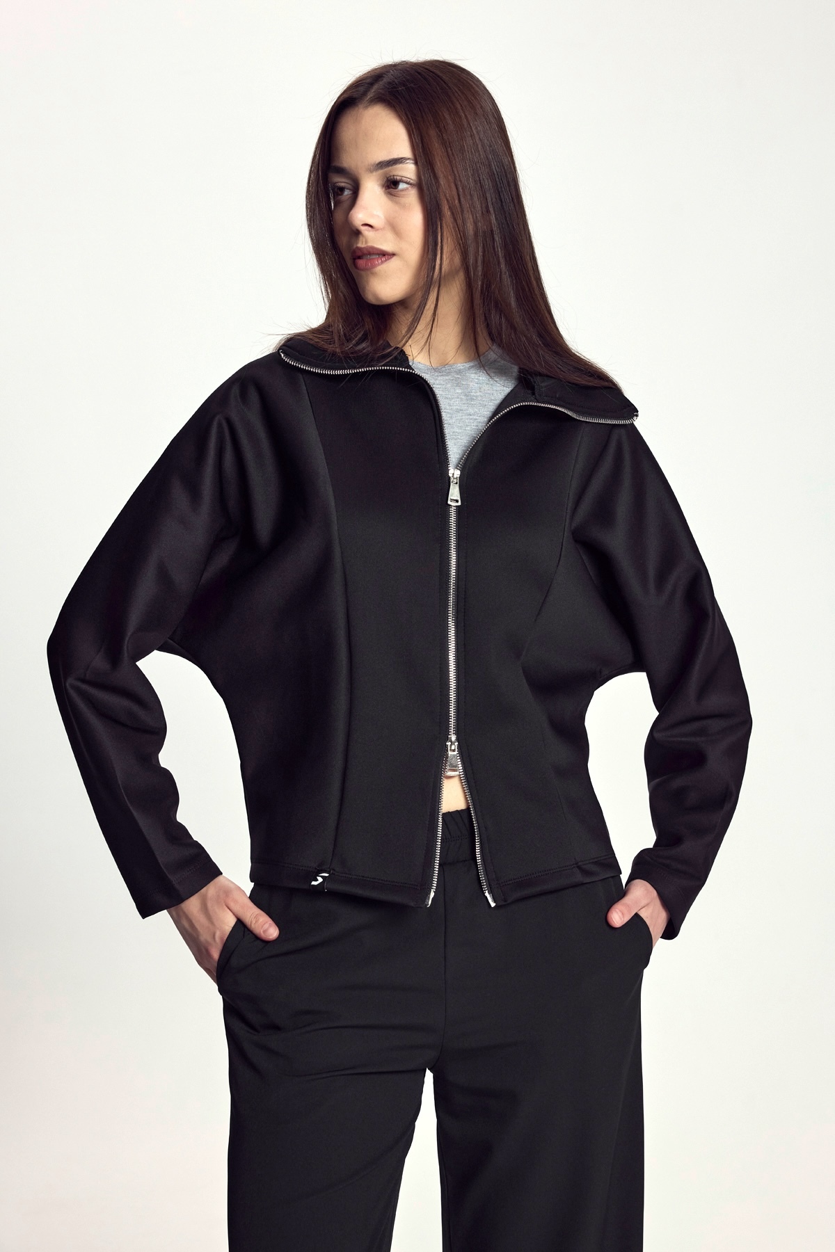 Scorp Astera Kadın Fermuarlı Sweatshirt Siyah görsel 4