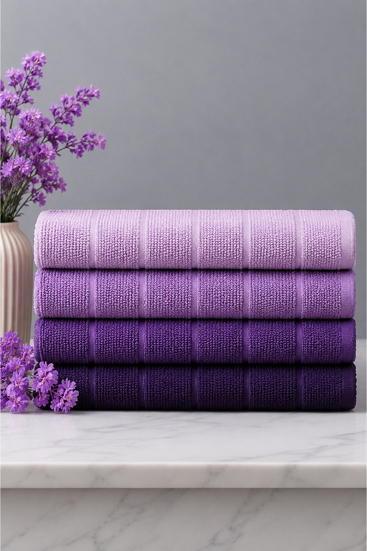 4'lü El & Yüz Havlu Seti 45x71 cm | Ton Geçişli %100 Pamuk Havlu