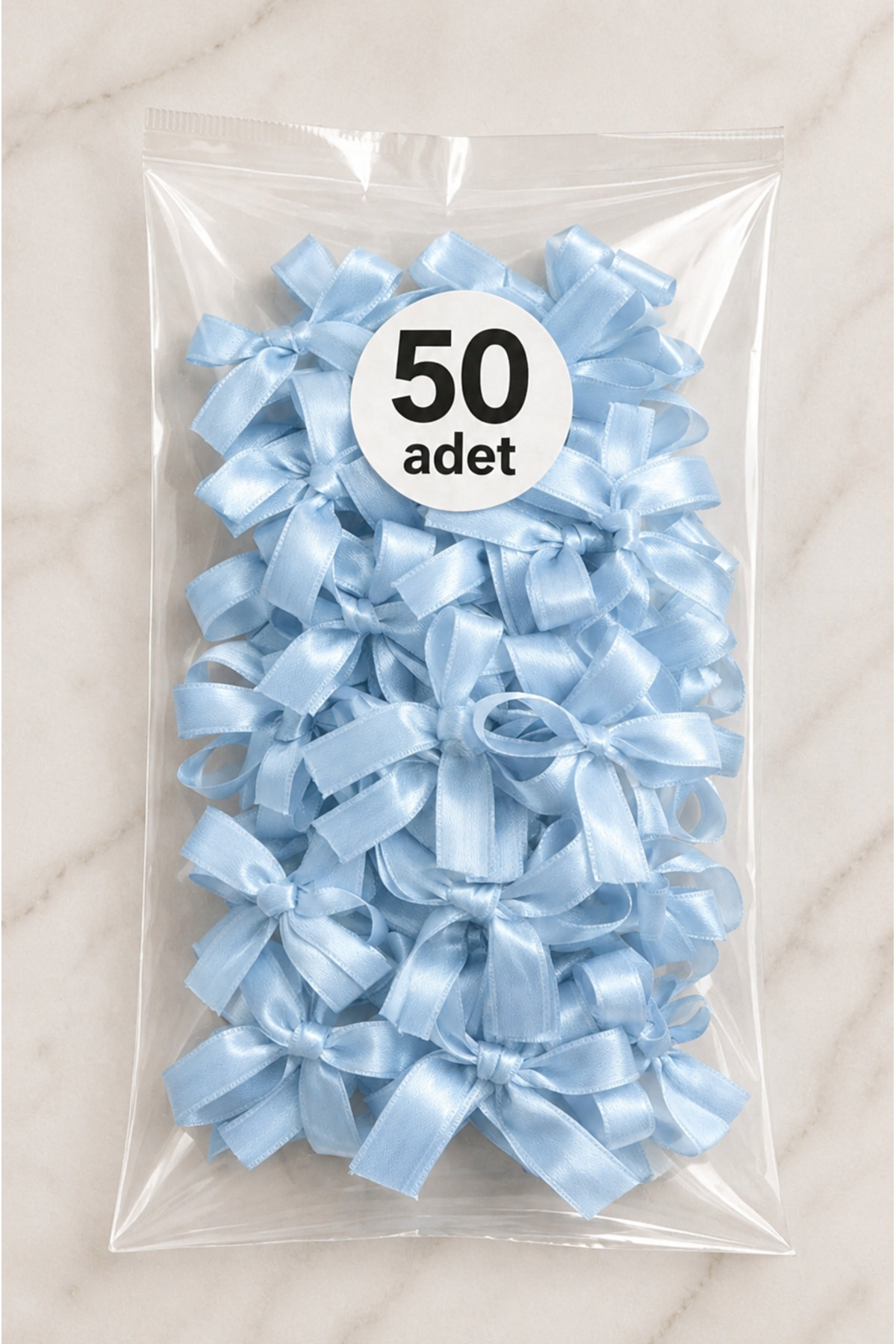 Baby Blue Bow Satin Ribbon 10 mm - Wedding Candy , Gift and Balloon Ornament Birthday 50 Pieces