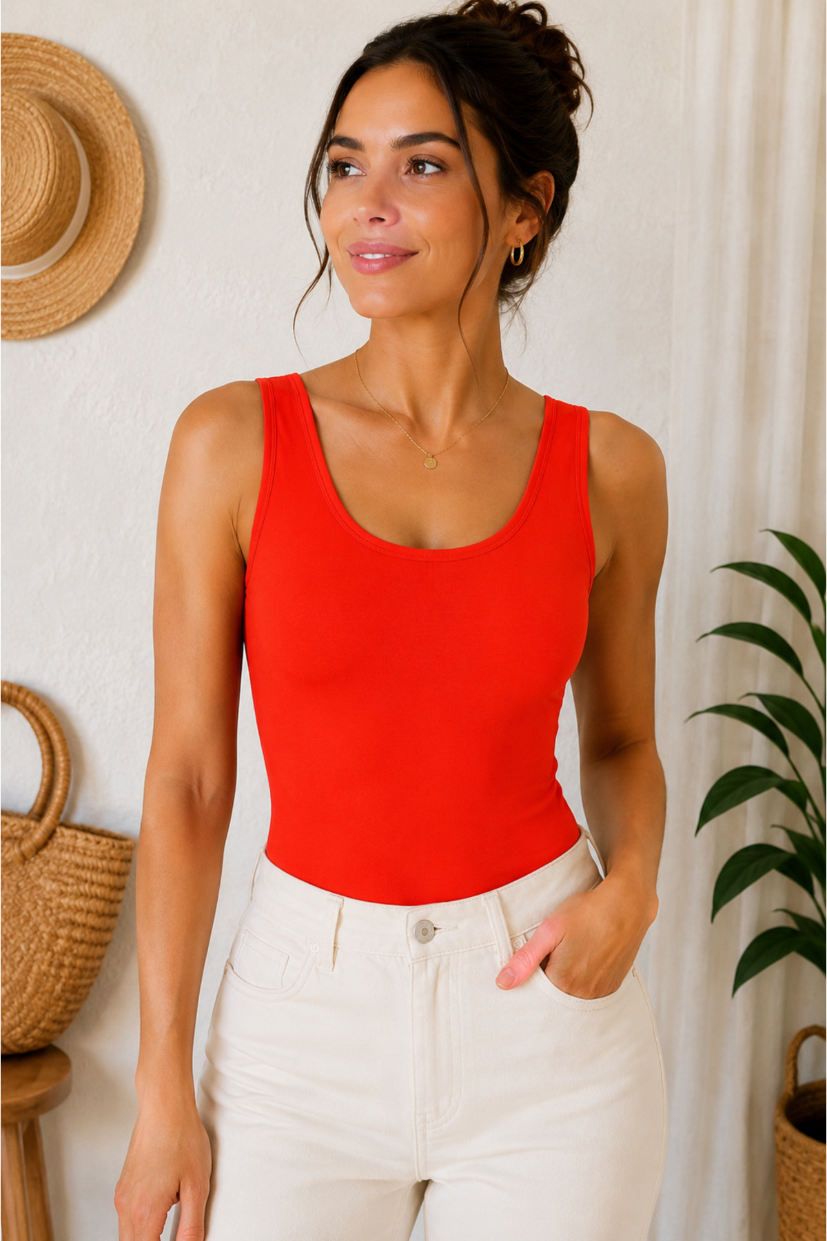 Casual Stylish Basic Singlet, Premium Single Jersey Cotton Singlet-Body
