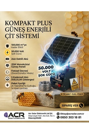 ACR GÜÇMATİK Güneş Enerjili Elektrikli Çit Makinası Seti Domuz kovucu şok 50 ...