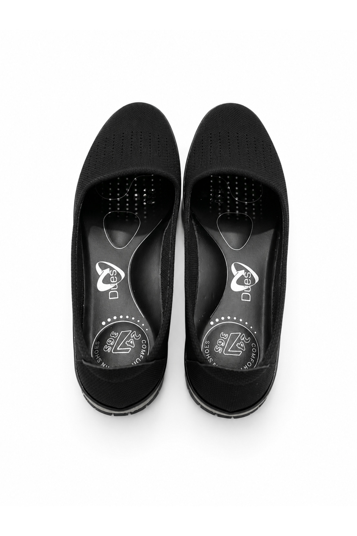 Cooka Shoes Kadın Siyah Dolgu Topuklu Delikli Günlük Ortopedik Comfort Ayakkabı