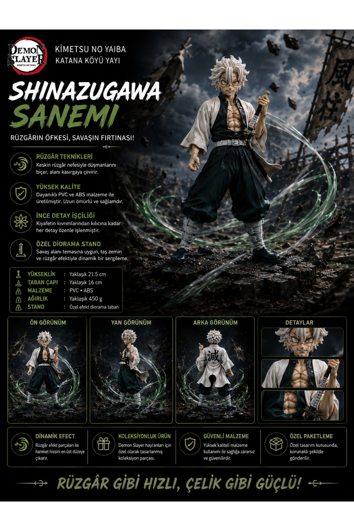 Zigver anime sanemi shinazugawa PVC aksiyon figürleri modeli bebek