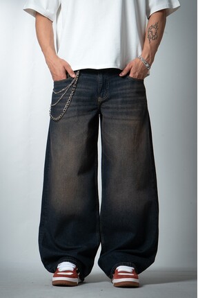 GRJ denim Timeless Fade Wide Leg Super Baggy Mavi Erkek Jean Pantolon