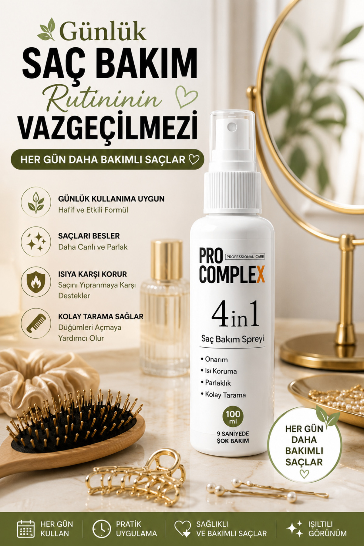 all in one 4in1 Saç Bakım Spreyi 100ml düzleştirici — sprey1 — تصویر 2 از 2