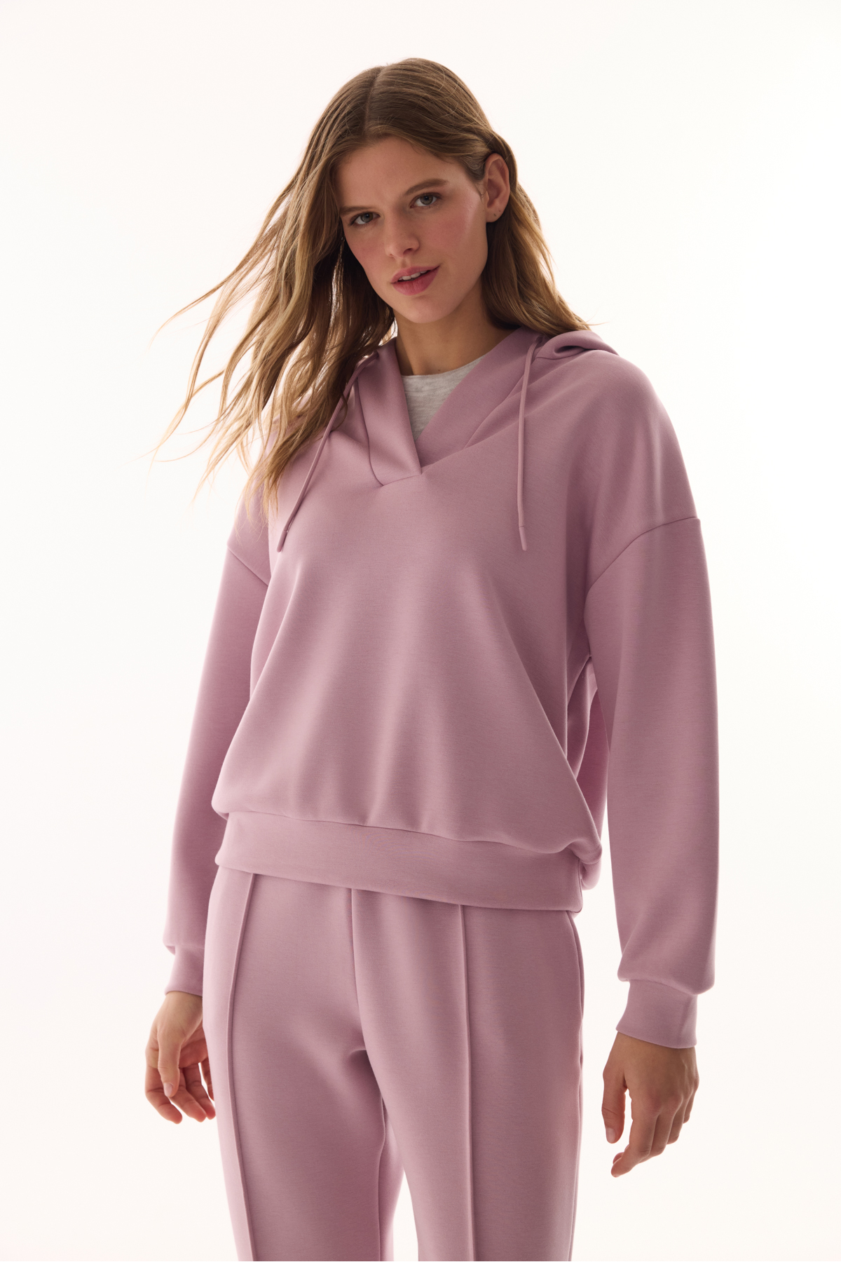 Penti  Lila V Yaka Oversize Kapüşonlu Sweatshirt - Görsel 2
