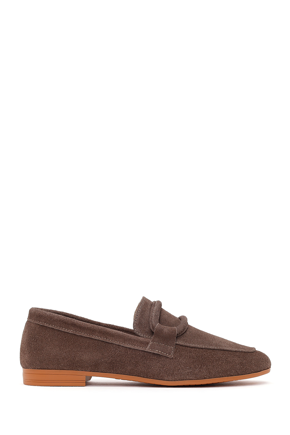 Derimod Kadın Vizon Tokalı Süet Deri Maskülen Loafer 26PFD350110
