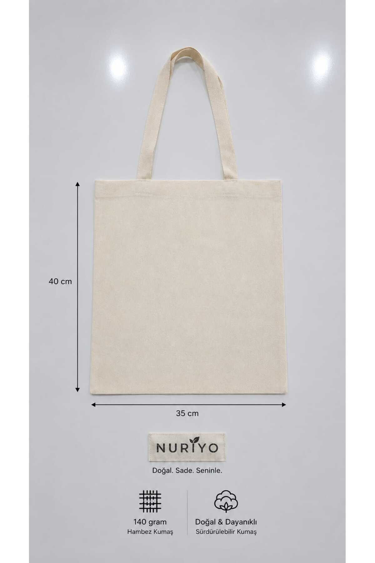 NURİYO Baskısız Ham Bez Çanta %100 Pamuk | 35x40 Cm | 140 Gr/m² | Doğal Renk Punch Çanta | 1 Adet