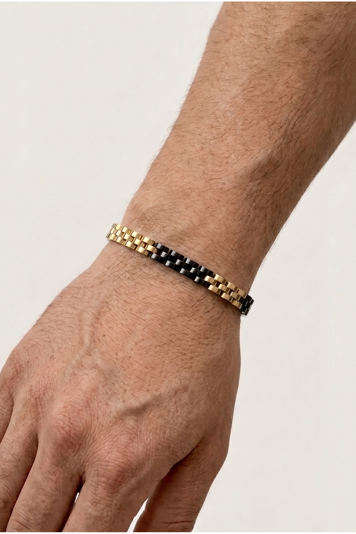 Block Chain Men's Steel Bracelet /Gold-Black Color
