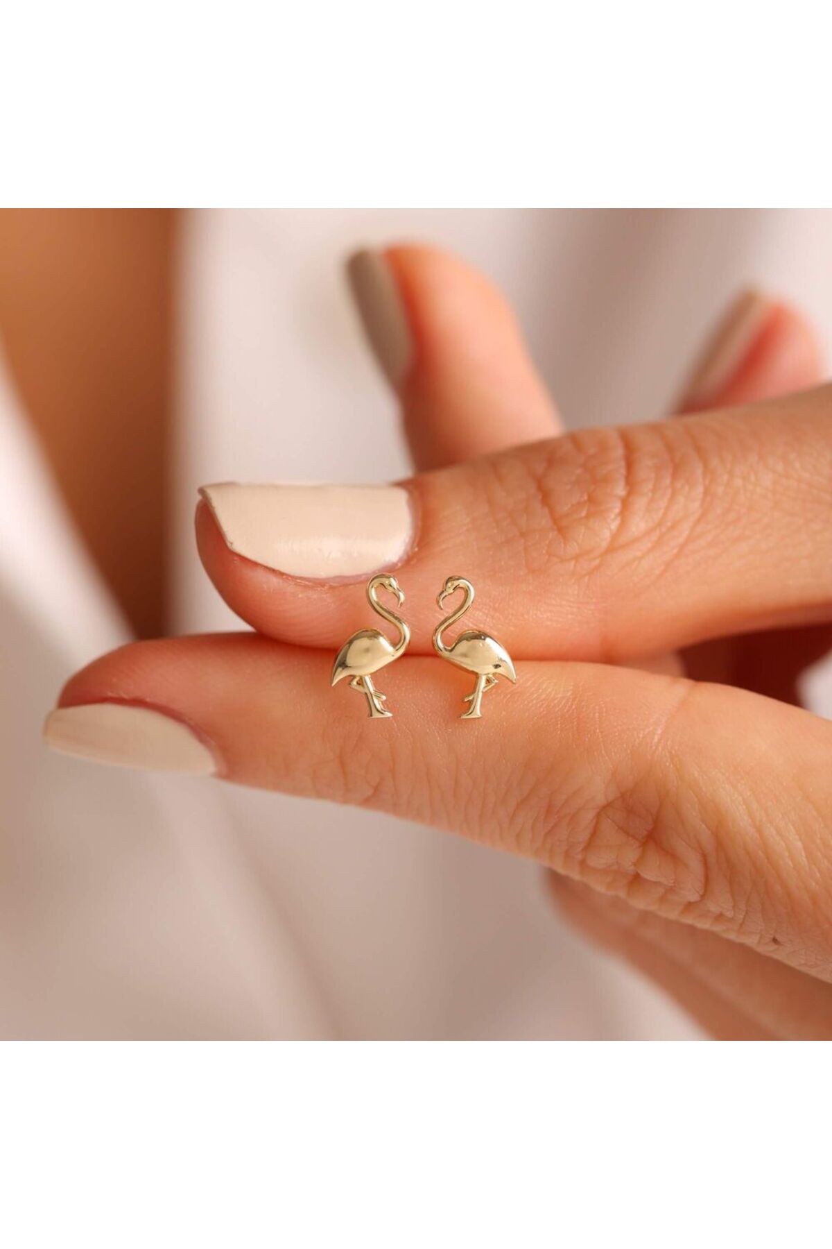 Sembol Gold 14 Ayar Altın Flamingo Küpe