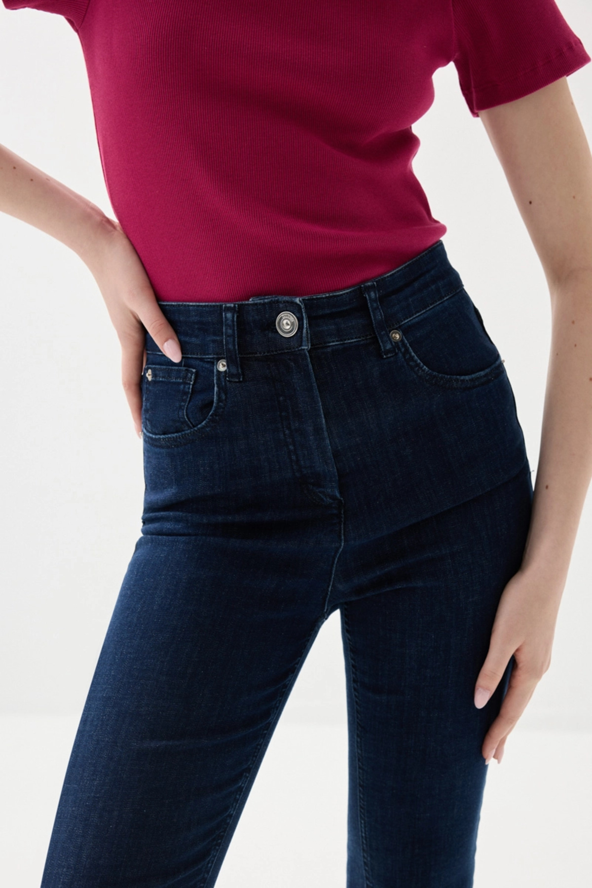 Gusto Denim Flare Kot Pantolon - Lacivert görsel 3