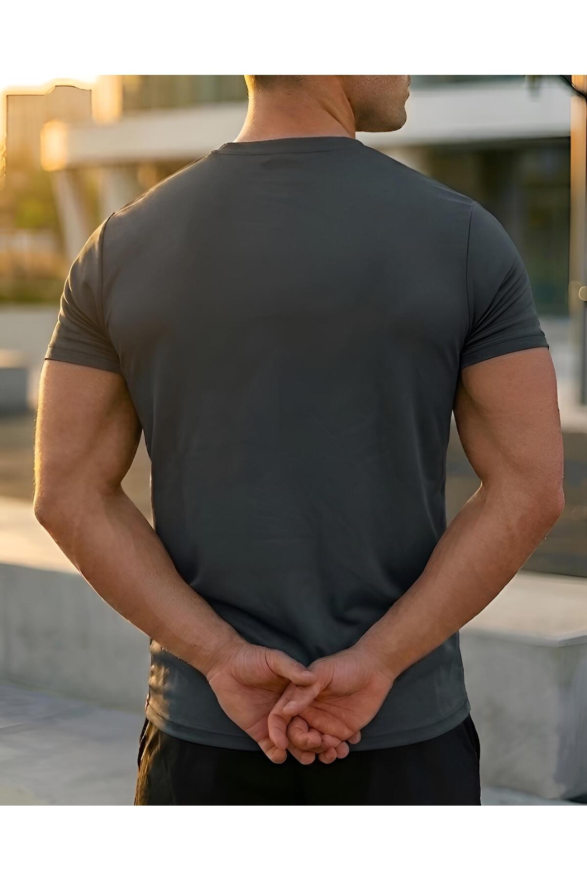 Sapeur 3'lü Paket Erkek Renkli Spor Tişört- Slim Fit Antrenman Üstü görsel 6