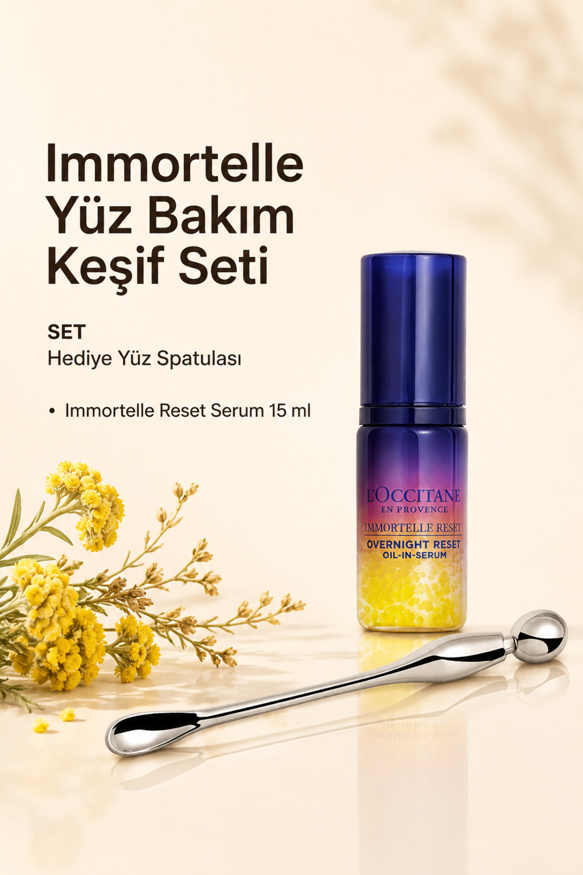 L'OCCITANE Immortelle Reset 16ml(詰替セット) L'Occitane Immortelle Reset Serum ve Yüz Spatulası Minik Hediye