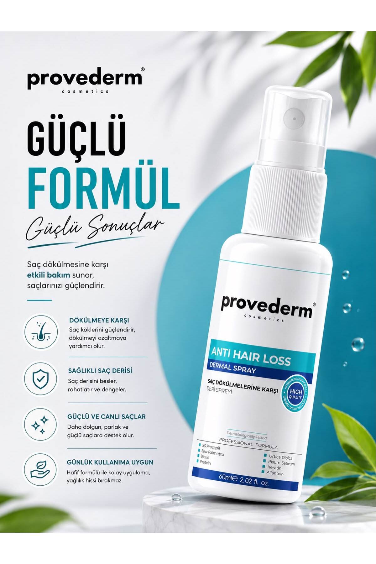 Saç Dökülmesine Karşı Serum - Anti Hair Loss Dermal Spray 60 ML — 8684378794239 — تصویر 5 از 5