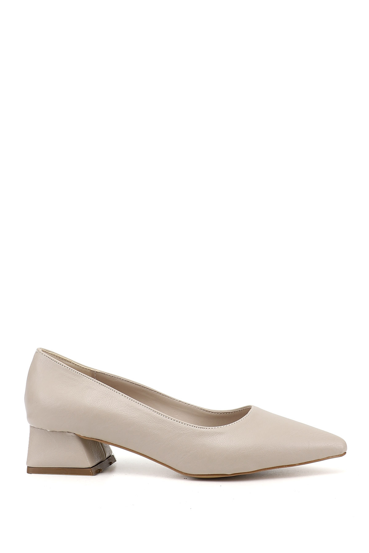 Women's Skin Pointed Toe Short Thick Heels