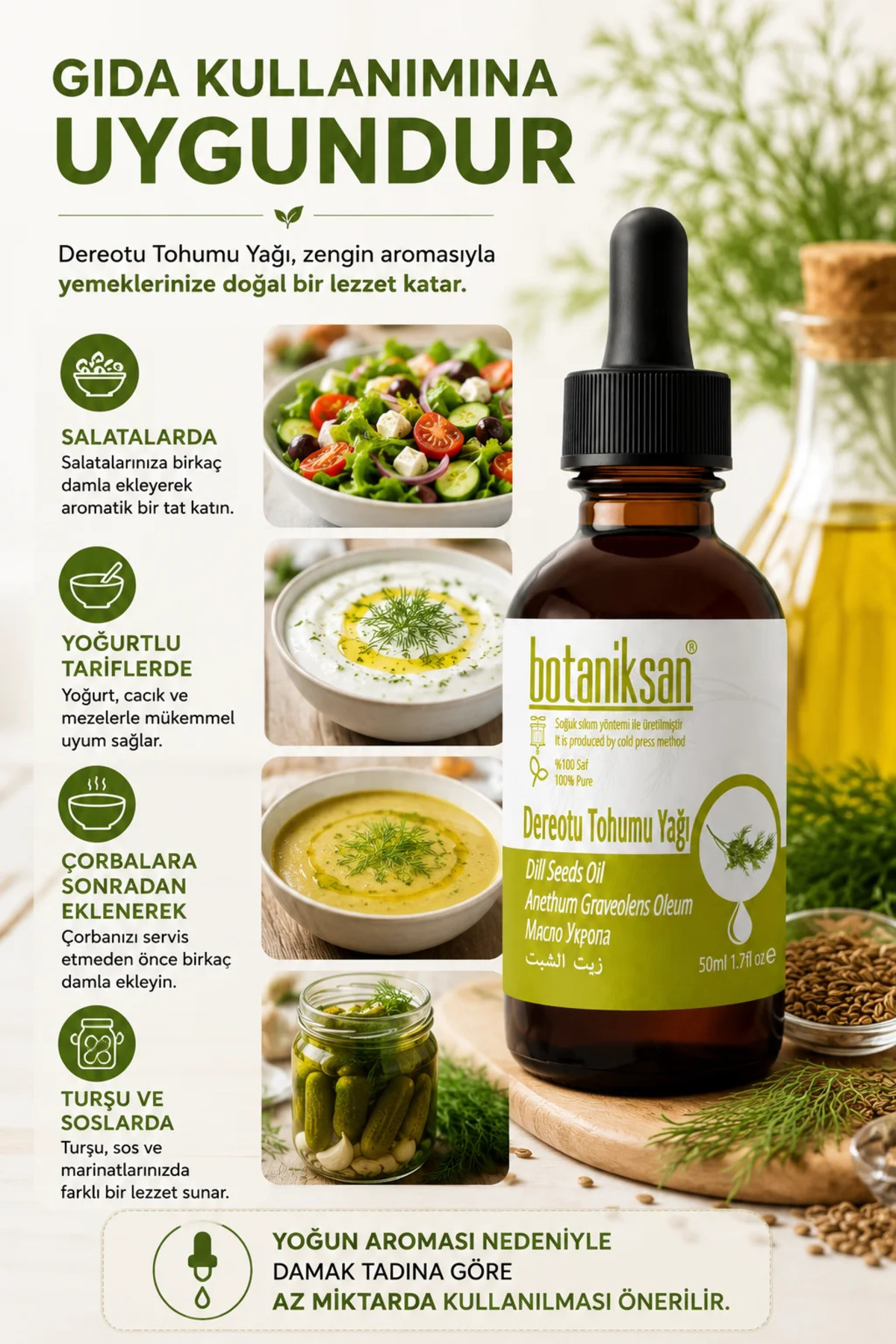 Dereotu Tohumu Yağı 50 ml Soğuk Sıkım Saf ve Katkısız, Doğal — DEREOTU TOHUMU YAĞI 50ML — تصویر 6 از 8