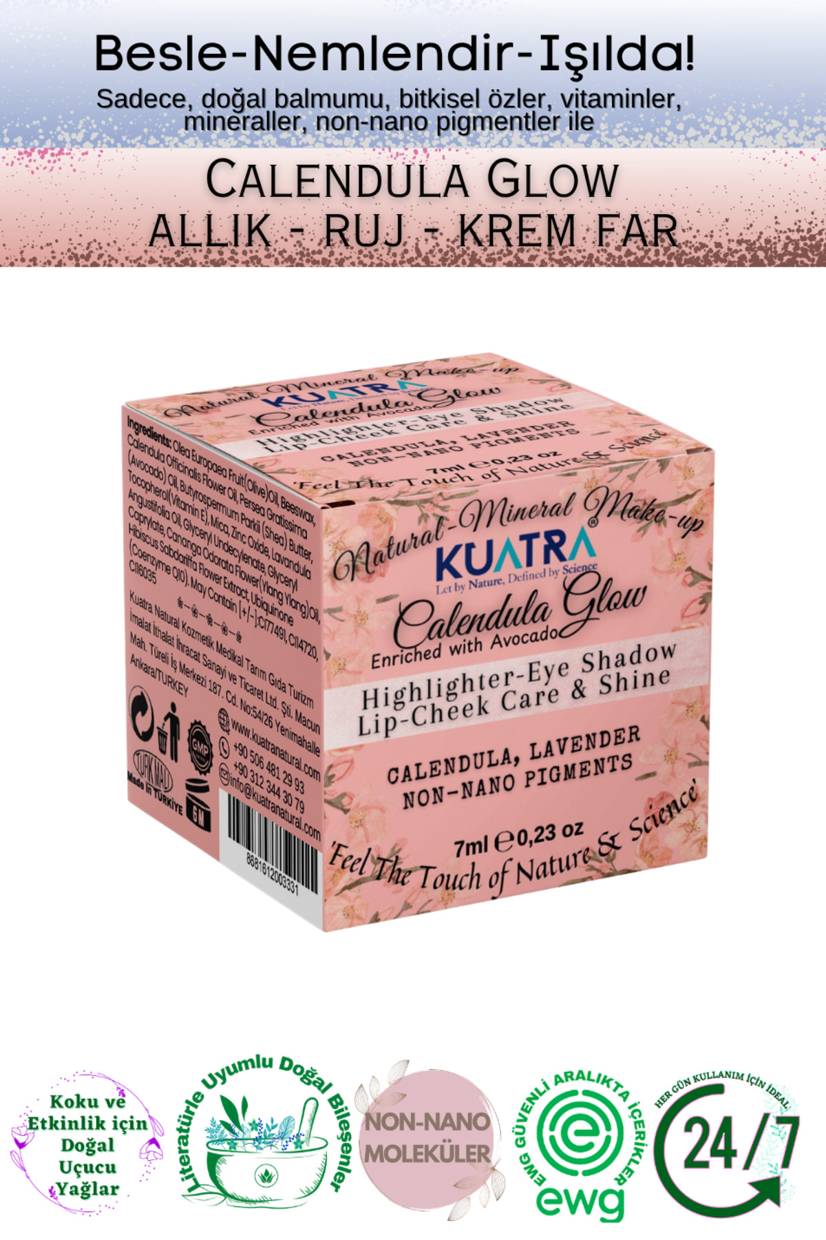 Calendula Glow Şeftali Highlighter Aydınlatıcı Allık Ruj — صورتی 4 — تصویر 3 از 9