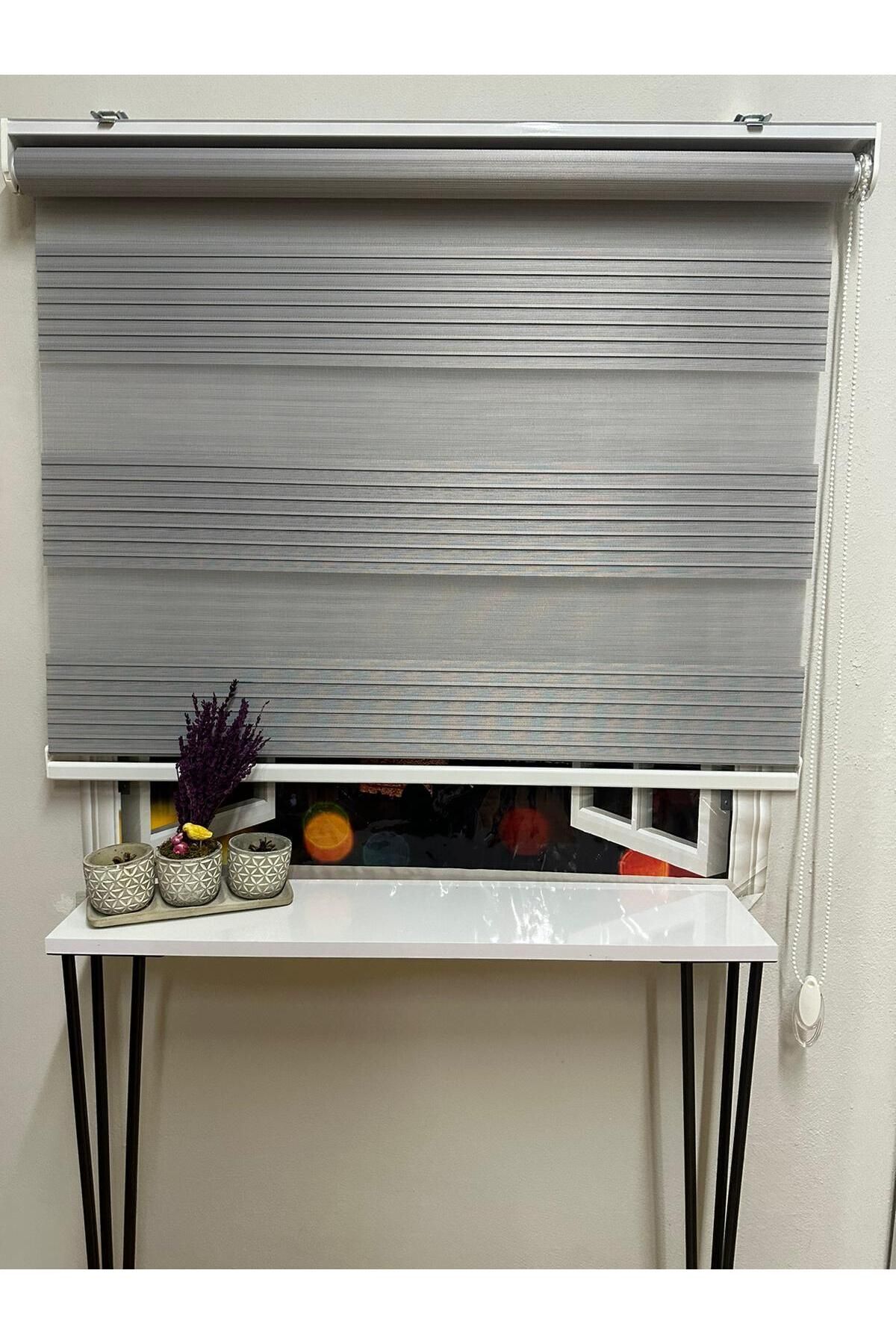 Wide Pleat Gray Zebra Curtain