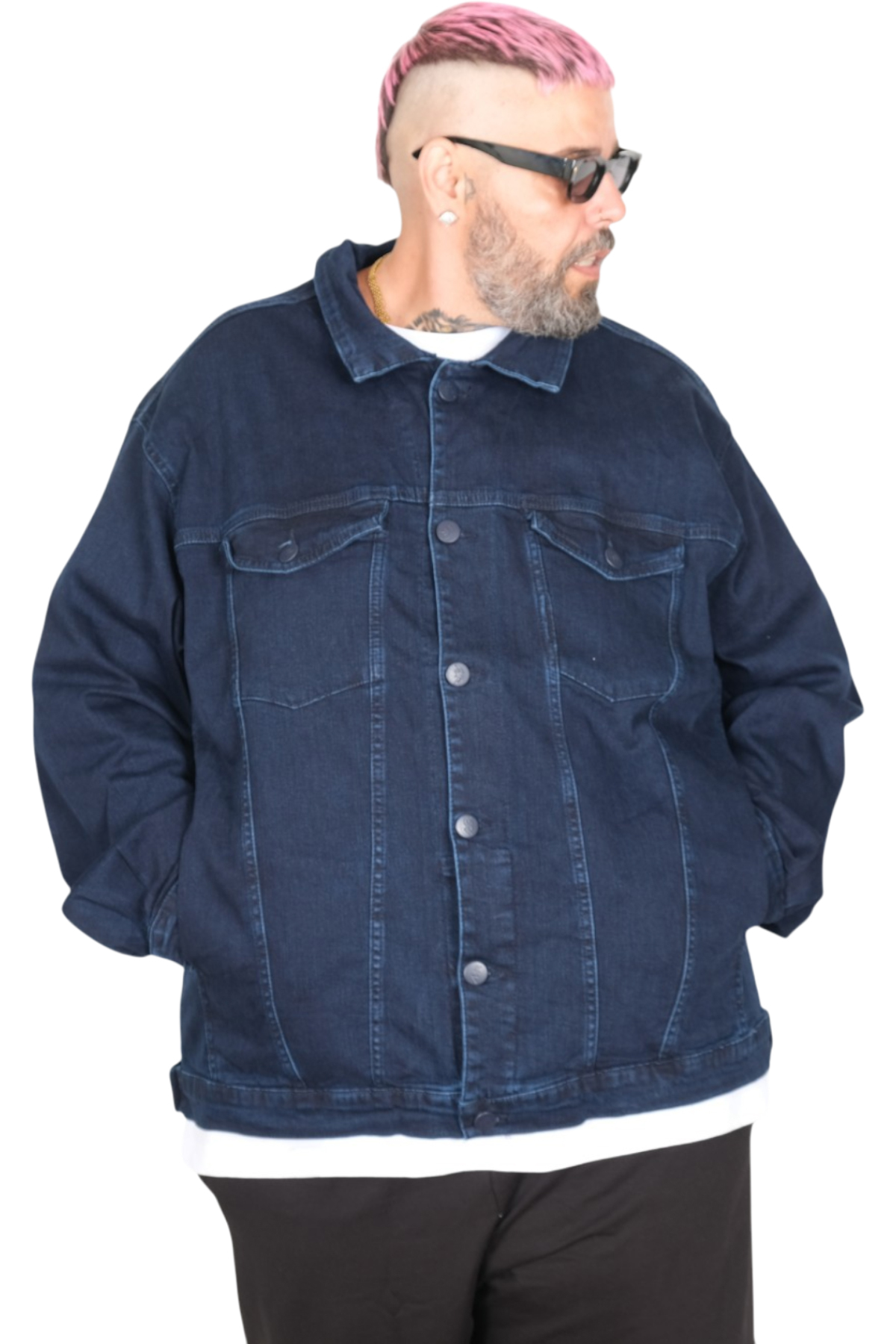 ModeXL Mode Xl Büyük Beden Erkek Kot Mont Lopez 22800 Lacivert görsel 4