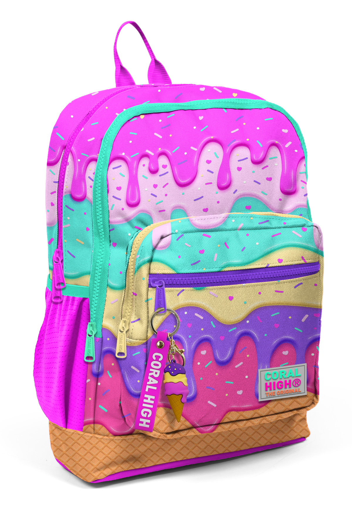 Kids Pink Colorful Ice Cream Pattern School Backpack 23731